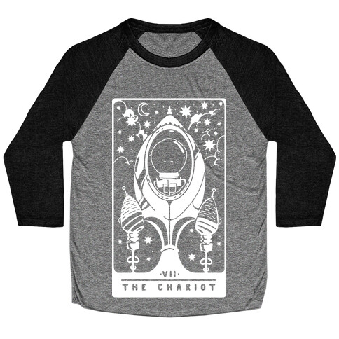 The Chariot Space Rocket Tarot Card Baseball Tee