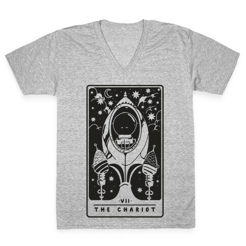 The Chariot Space Rocket Tarot Card V-Neck Tee Shirt