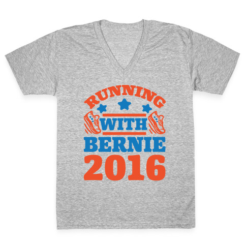 Running With Bernie 2016 V-Neck Tee Shirt