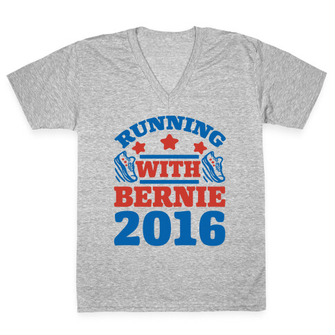 Running With Bernie 2016 V-Neck Tee Shirt
