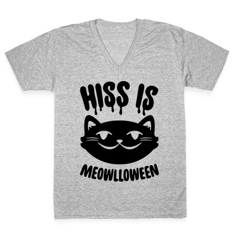 Hiss Is Meowlloween V-Neck Tee Shirt
