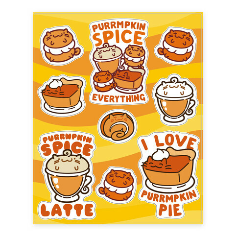 Purrmpkin Spice Cat  Stickers and Decal Sheet