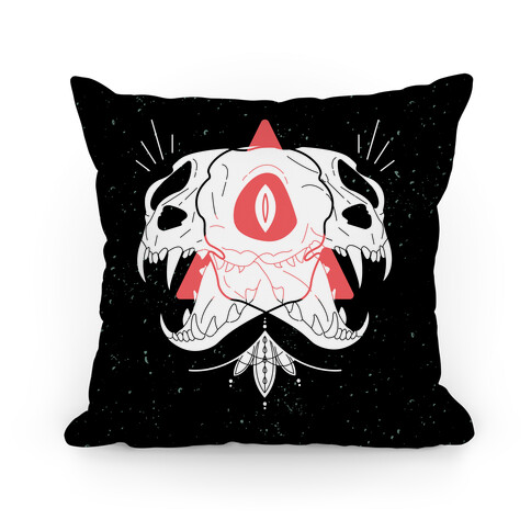 Double Cat Skulls Pillow