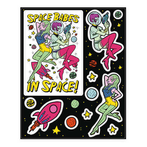Space Babes  Stickers and Decal Sheet