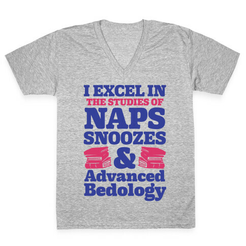 I Study Naps Snoozes & Advanced Bedology V-Neck Tee Shirt