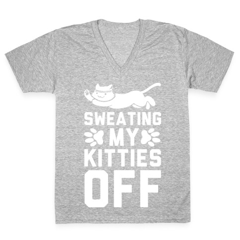 Sweating My Kitties Off V-Neck Tee Shirt