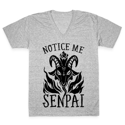 Notice Me Senpai! (Baphomet) V-Neck Tee Shirt