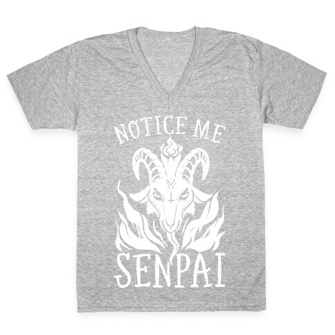 Notice Me Senpai! (Baphomet) V-Neck Tee Shirt