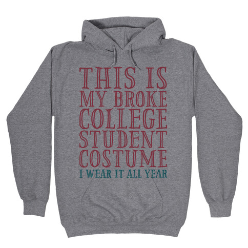 This is My Broke College Student Costume I Wear it All Year Hooded Sweatshirt