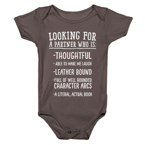 Looking for a Partner Who is a Literal, Actual Book Baby One-Piece