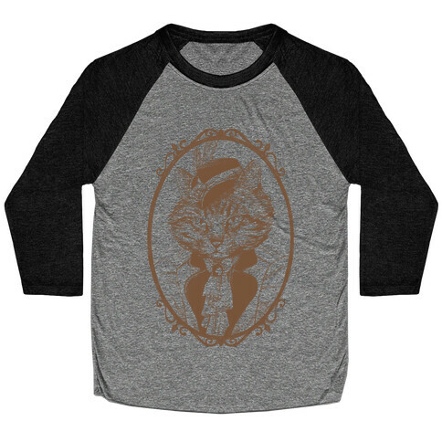 Victorian Portrait of Cat Lady Baseball Tee