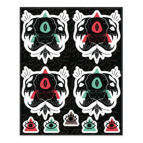 Cat Skull  Stickers and Decal Sheet