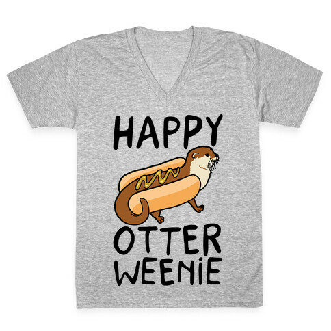 Happy Otterweenie V-Neck Tee Shirt