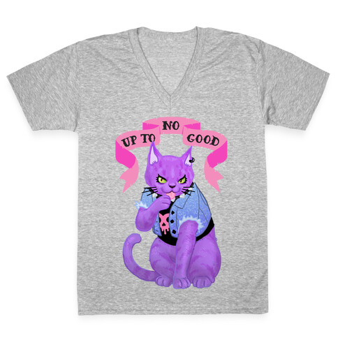 Up to No Good Pastel Goth Kitty V-Neck Tee Shirt