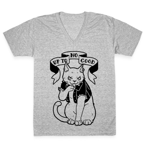 Up to No Good Pastel Goth Kitty V-Neck Tee Shirt