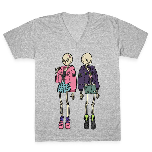 Skeleton Girls V-Neck Tee Shirt