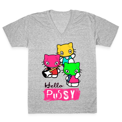 Hello Pussy V-Neck Tee Shirt