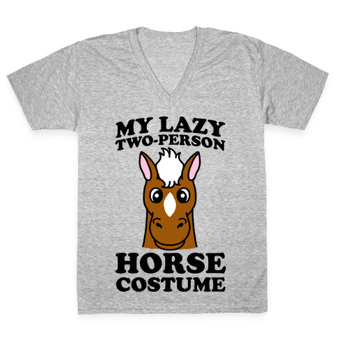 My Lazy Two-Person Horse Costume (head) V-Neck Tee Shirt