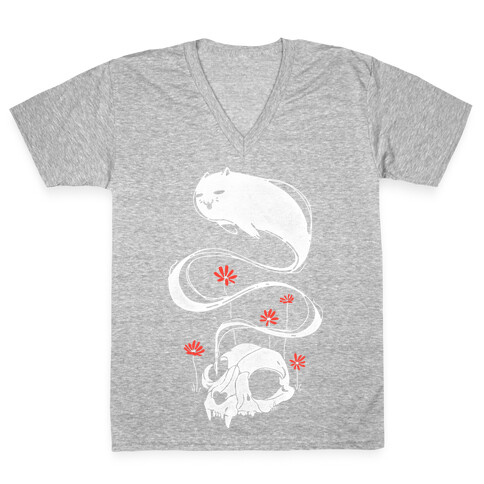 Cat Ghost V-Neck Tee Shirt