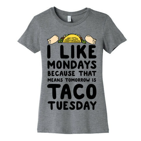 I like Mondays Because That Means Tomorrow Is Taco Tuesday Womens T-Shirt
