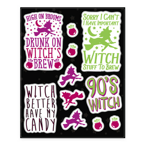 Sassy Witch  Stickers and Decal Sheet