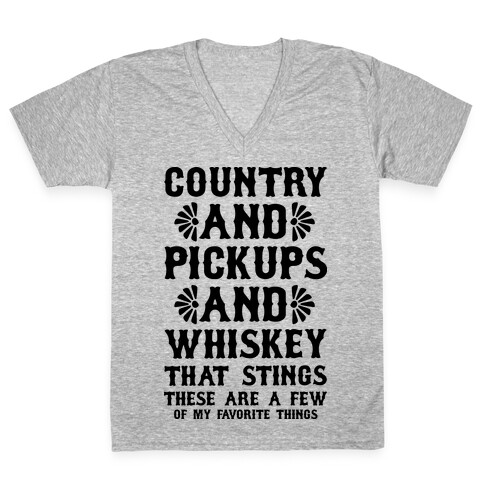 Country and Pickups and Whiskey That Sticks V-Neck Tee Shirt