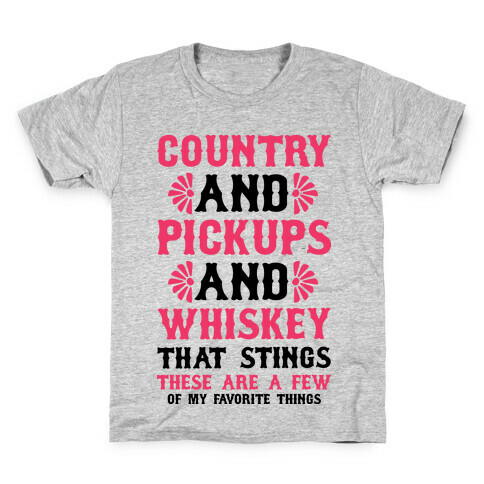 Country and Pickups and Whiskey That Sticks Kids T-Shirt