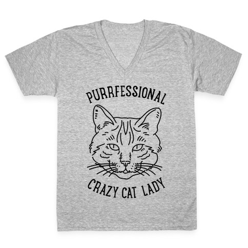 Purrfessional Crazy Cat Lady V-Neck Tee Shirt