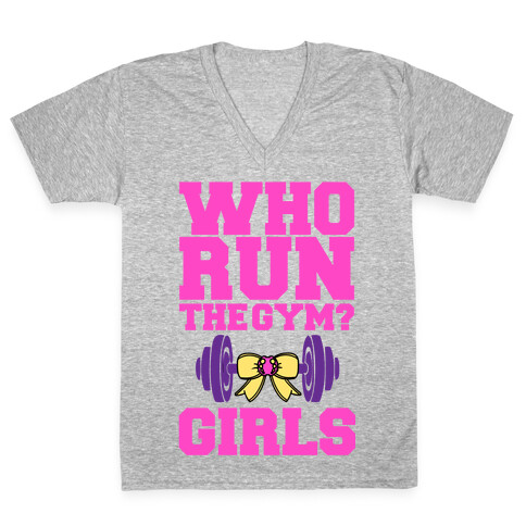 Girls Run the Gym V-Neck Tee Shirt