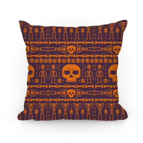 Ugly Skeleton Sweater Pattern Pillow