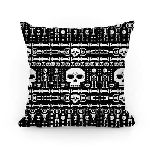 Ugly Skeleton Sweater Pattern Pillow