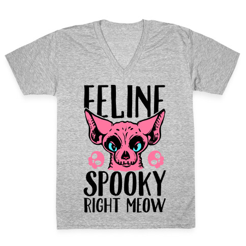 Feline Spooky Right Meow V-Neck Tee Shirt