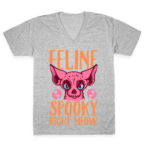 Feline Spooky Right Meow V-Neck Tee Shirt