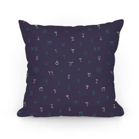 Wiccan Witchcraft Symbols (Purple) Pillow