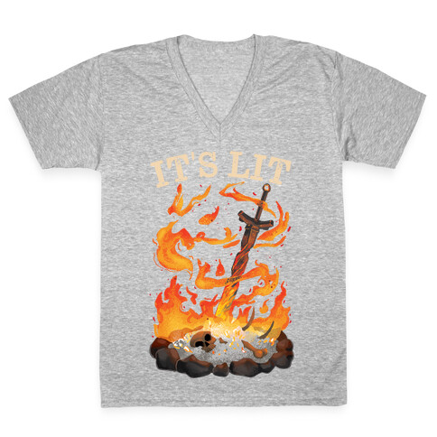 It's Lit Bonfire V-Neck Tee Shirt