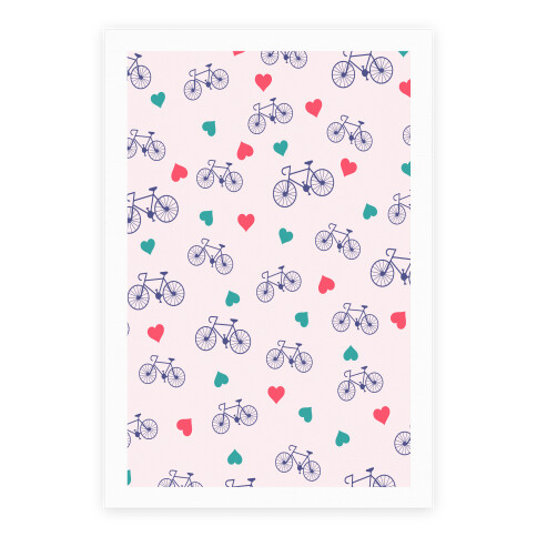 Bikes and Heart Pattern Poster