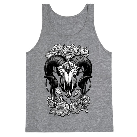 Flowery Ram Skull Tank Top