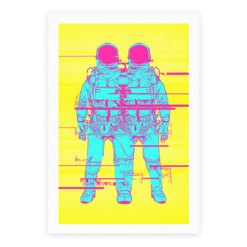 Twin Astronaut Glitch Poster Poster