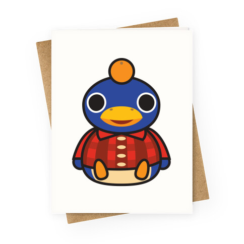 Roald Sitting With An Orange On His Head (Animal Crossing) Greeting Card