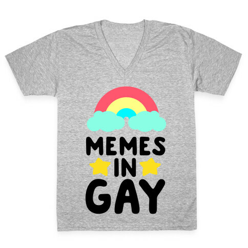 Memes in Gay V-Neck Tee Shirt