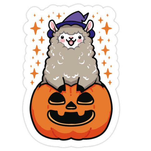 Cute Halloween Alpaca Die Cut Sticker