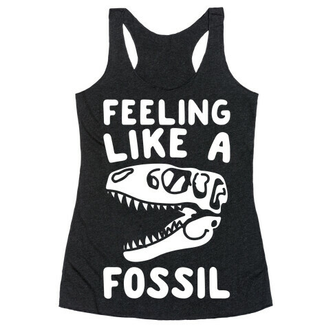 Feeling Like A Fossil White Print Racerback Tank Top