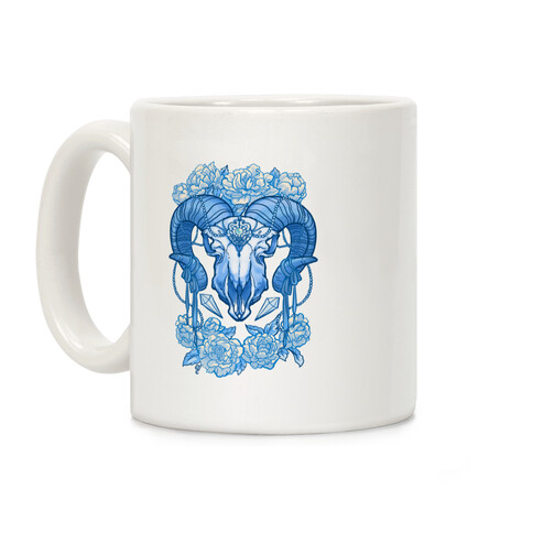 Flowery Ram Skull Coffee Mug