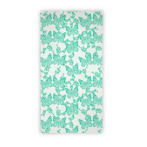 Butterfly Vagina Pattern (Teal) Beach Towel