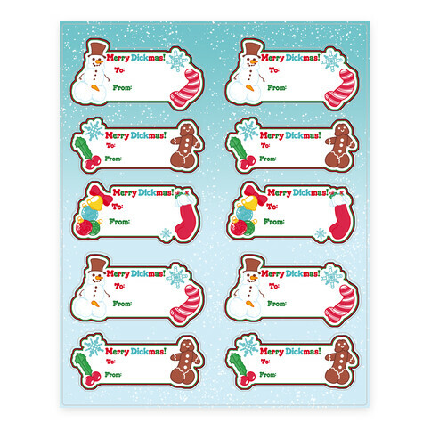 Christmas Peens Merry Dickmas - Christmas Gift Tags Stickers and Decal Sheet