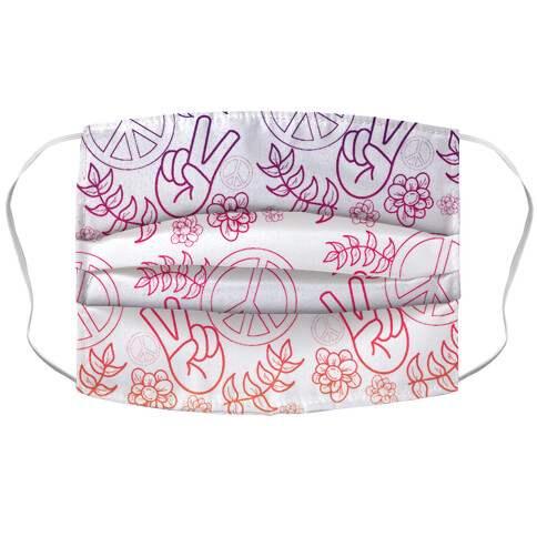 Hippie Peace Pattern Sunset Gradient Accordion Face Mask