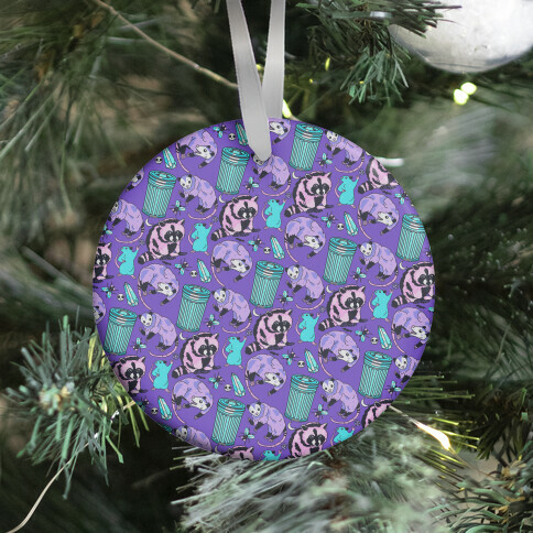 Pastel Goth Trash Animals Pattern Ornament