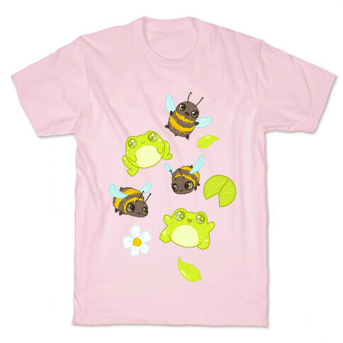 Cute Bees and Frogs Pattern T-Shirt