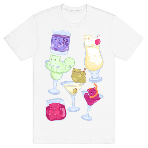 Cat Cocktails Pattern T-Shirt