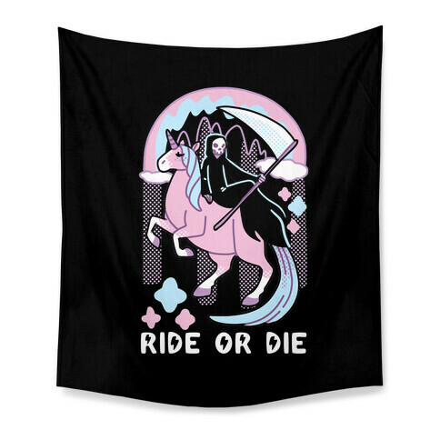 Ride or Die - Grim Reaper and Unicorn Tapestry